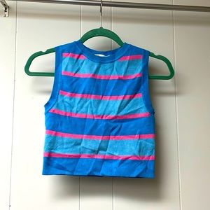 Zara, crop top, pink/light & dark blue